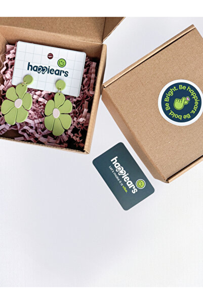 Happiears Yeşil Çiçek Özel Tasarım Küpe