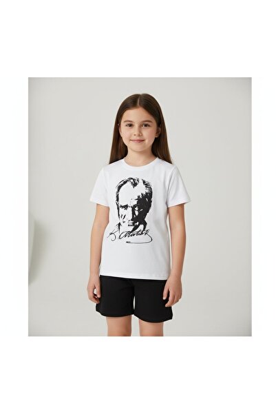 Yalçınoğlu Kids Παιδικό μπλουζάκι από 100% βαμβάκι με στάμπα Ατατούρκ και σημ...
