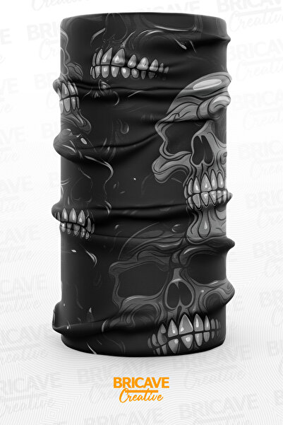 Bricave Karanlık Kuru Kafa Desenli Motosiklet Bandana Boyunluk Maske