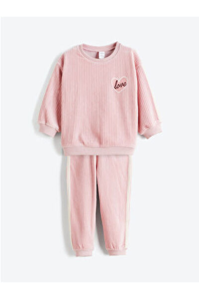 LC Waikiki New Season Crew Neck Printed Long Sleeve Girls' Sweatshirt and Pants