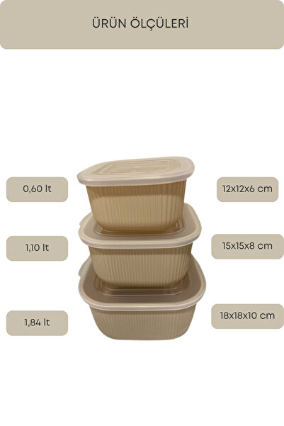 ViZKA 3-Piece Storage Container with Transparent Lid, Square Bowl Set