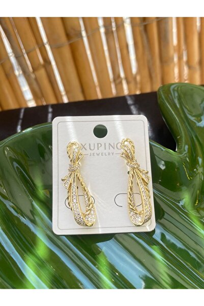 XUPING JEWELRY ÇELİK KÜPE TAŞLI KURDELA DESEN