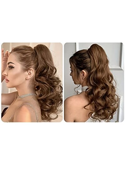 NATUREL peruk karamel 70 cm boyunda tokalı at kuyruğu