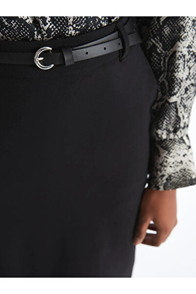 LC Waikiki LCW Vision Siyah Beli Kemerli Standart Fit Kadın Etek