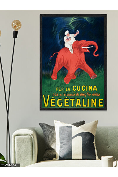 CeSht Vegetaline Čovek na slonu Jednodijelna crna slika u drvenom okviru