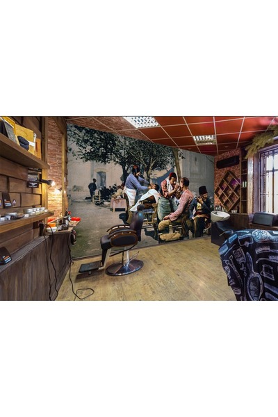 poster marketi Osmanlı Temalı Kuaför Duvar Kağıdı - Geleneksel Berber Dekorasyonu