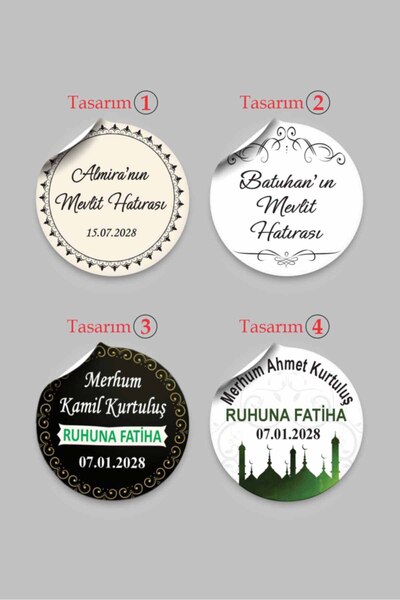 Vice Mevlit etiketi (3.5 cm) 100 Adet bebek mevlidi etiketi