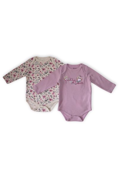 N@zence 2-Piece Long Sleeve Baby Bodysuit Set – Lilac - Floral Pattern