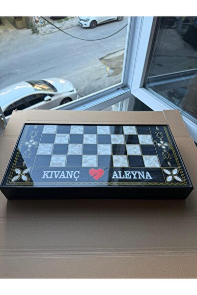 MARANGOZ KALP DESENLİ SEDEFLİ TAVLA SETİ