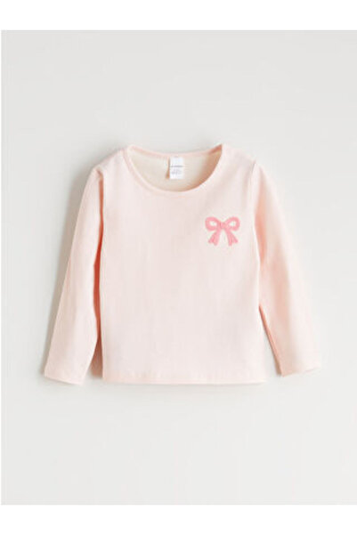 LC Waikiki Plus New Season Crew Neck Bow Embroidered Baby Girl T-Shirt