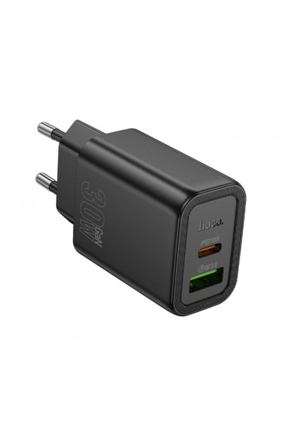 OEM HOCO N63 Τροφοδοτικό, 30W, 3A, 1 Θύρα USB-A - 1 Θύρα USB-C, Μαύρο