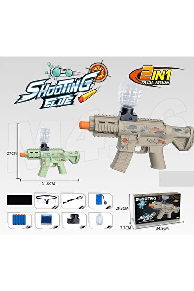 GOLD MARKET Electric toy gun type Submachine gun 2 in 1, Gel balls, Orbeez and suction cups, burst shooting, gel