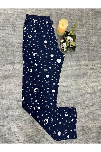 Butik Kadın Lacivert Ay Yıldız Desenli Pijama Altı