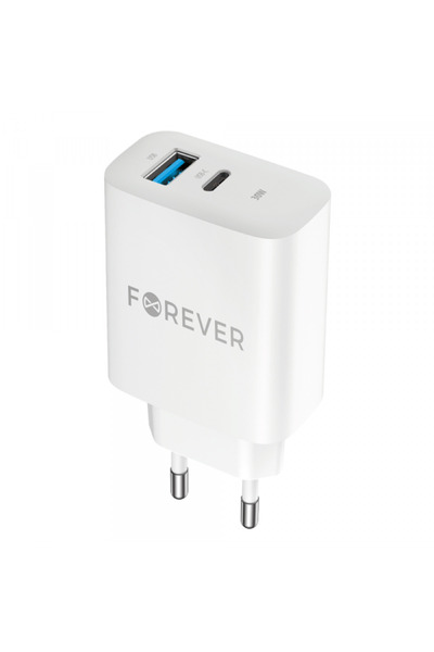 OEM Forever Tc-07-30AC Τροφοδοτικό, 30W, 3A, 1 X USB-A - 1 X USB-C, Λευκό