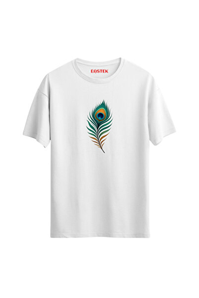 Açık Garaj Peacock Feather Printed T-Shirt, Men's T-Shirt, Women's T-Shirt, Unisex T-Shirt