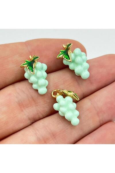 yfhobi 1 Adet - Üç Boyutlu Mineli Üzüm Desen Uç, Charm Uç, Altın Kaplama 1.Ka...