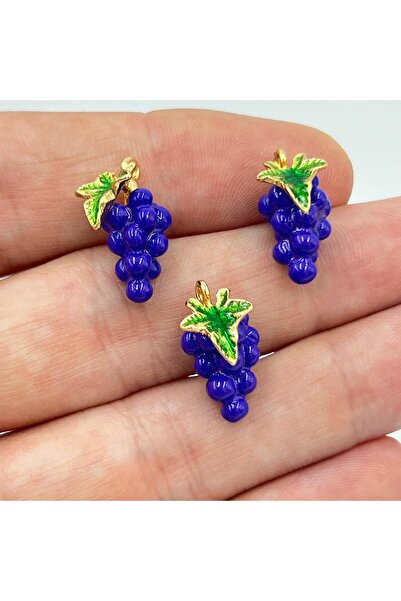 yfhobi 1 Adet - Üç Boyutlu Mineli Üzüm Desen Uç, Charm Uç, Altın Kaplama 1.Ka...