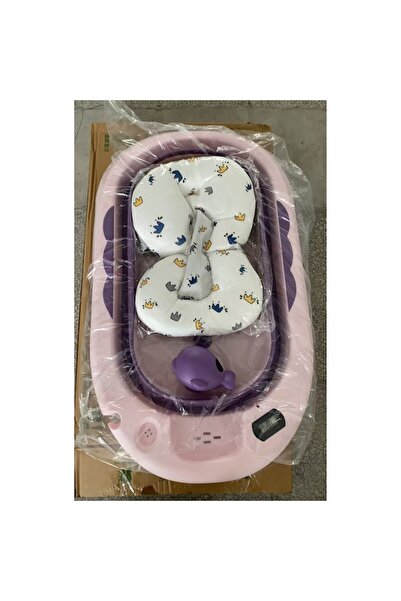 LEIBOO Bathtub with Thermometer and Support Cushion Included, Foldable, Plastic, 82 cm x 49 cm x 22 cm, Purple Ro