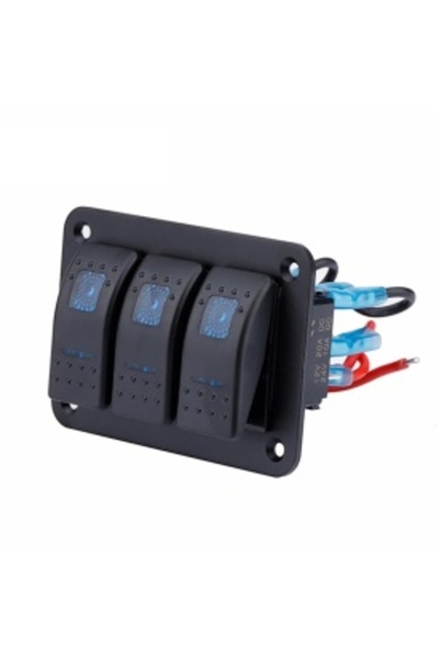 DELUXETUNING Panou cu 3 butoane auto ON-OFF, universal 12-24 V