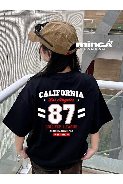 Minga London Μπλουζάκι Unisex Μαύρο με στάμπα California και λαιμόκοψη ποδηλάτου