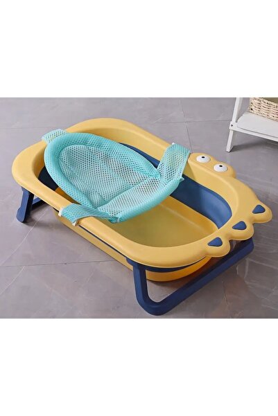 LEIBOO Foldable Bathtub, drain plug, 0 - 6 years, Plastic, 80 cm x 54 cm x 21 cm, Crocodile model, Yellow
