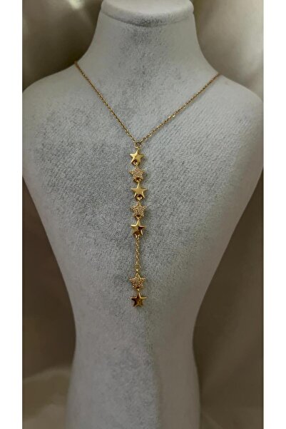 Goche قلادة على شكل حرف Y من الفولاذ مع سلسلة على شكل نجمة ذهبية اللون - تصمي...