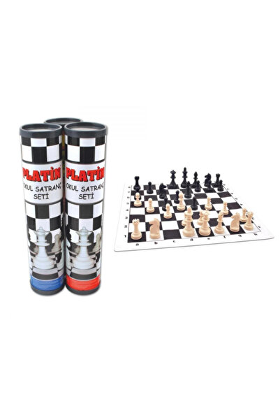 BuradaBuldun Platin Okul Tipi Satranç Seti - Taşıma Kutulu Plastik Takım ve R...