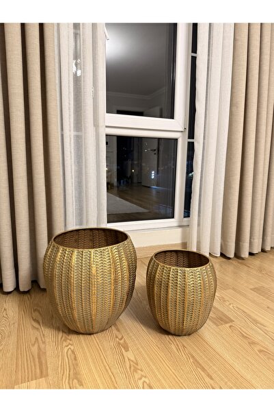 THE LİNSE Metal Dekoratif Saksı Takımı 29*29 ve 37*37 cm