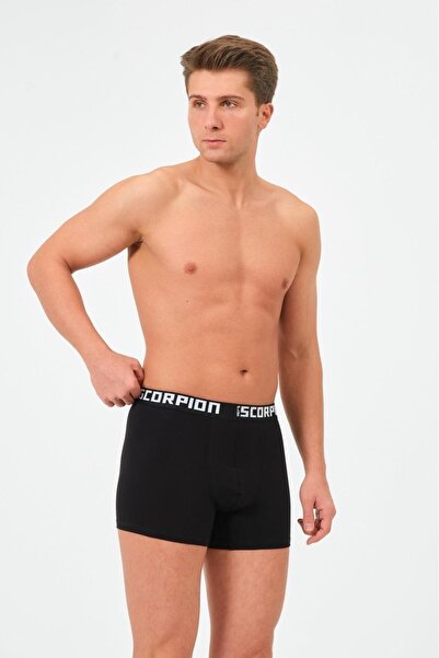 Plus Scorpion بوكسر للرجال مصنوع من 95% قطن و5% إيلاستين ليكرا باللون الأسود - الرمادي - الأنثراسيت - علبة خاصة تحتوي على 6 قطع