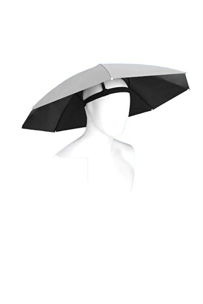 LEIBOO Hands-free Head Umbrella, Rain or Shine, UV protection diameter 68 cm, Folding, Gray