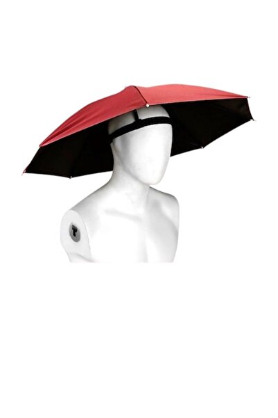 LEIBOO Hands-free umbrella, Rain or Shine, diameter 68 cm, adjustable handle, foldable, Red,