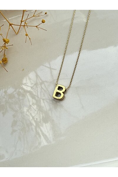 Blotch قلادة فولاذية أنيقة ورائعة على شكل حرف B صغير مقاس 0.90 سم