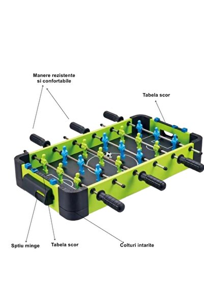 GOLD MARKET Football Table with 6 Handles and Metal, Wood and ABS Legs, Field and 18 Players, Scoreboard for S