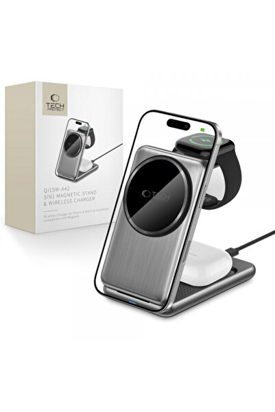 Tech-Protect Incarcator Retea Wireless A42 3in1, 15W, 1.67a, Gri