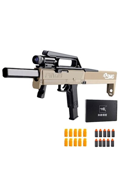 LEIBOO Toy gun, Foldable, 20 soft foam projectiles, Manual loading, Sand beige