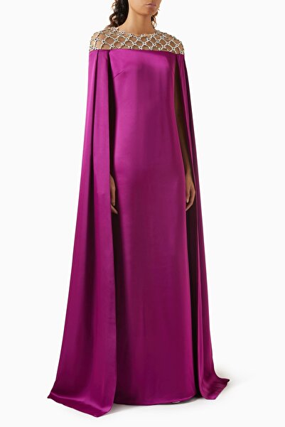 21SIX Kadın İpek saten Meliora Pelerin elbise