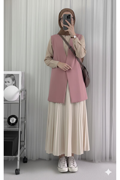 Blue Morpho εφέ δέρματος Μακριά πλισέ φούστα με ελαστική μέση