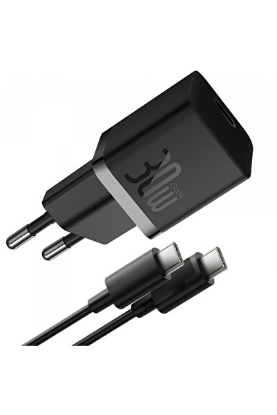Baseus Incarcator Retea Cu Cablu USB-C GaN5S, 30W, 3A, 1 x USB-C, Negru P10110902113-00