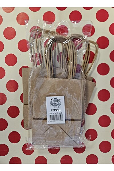 Nedi Büküm Saplı Karton Hediye Çantası 12x15x6cm (12adet)