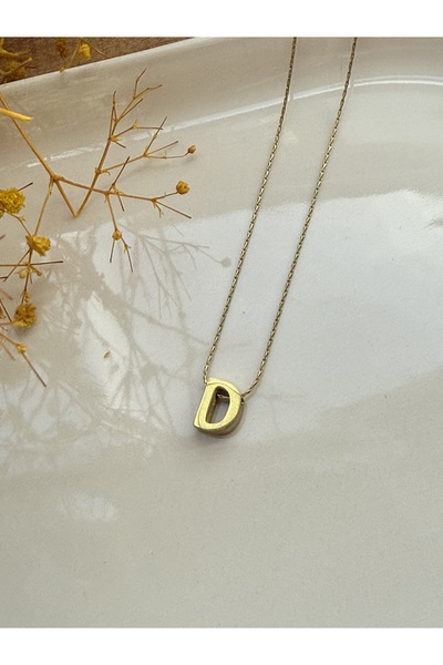 Blotch قلادة فولاذية أنيقة ورائعة على شكل حرف D صغير مقاس 0.90 سم
