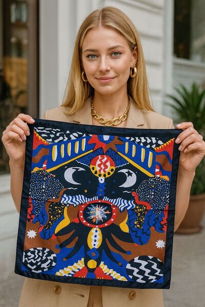 FELLMENS وشاح نسائي منقوش FLR20 مقاس 50x50 سم