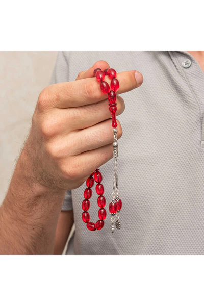 Alçakakan Silver Red Fire Amber Prayer Beads