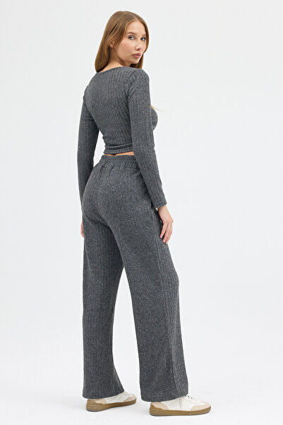 Eco Sense Two Piece Women's Set - Crop Top and Oversize / Wide Leg Pants