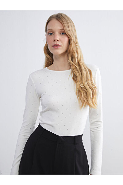 LC Waikiki إكرو طاقم الرقبة حجر المرأة تي شيرت