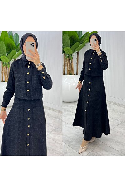 FIRSTESLEM طقم نسائي رائع مكون من تنورة وسترة مع قماش لامع