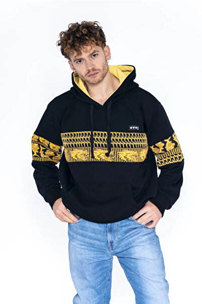 Nani Collection Siyah Ejderha Desenli Oversize Erkek Sweatshirt(XL)