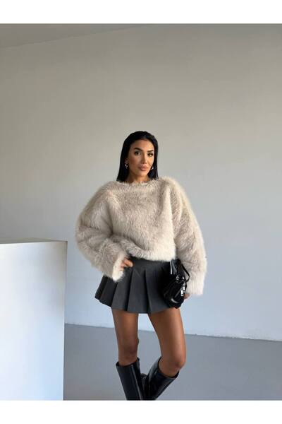 MEECY Pulover de blană premium pentru femei