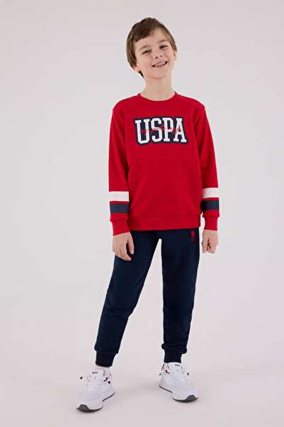 U.S. Polo Assn. Boys' Crew Neck 3 Thread Printed Top and Bottom Set Th13Vl2Vrpol