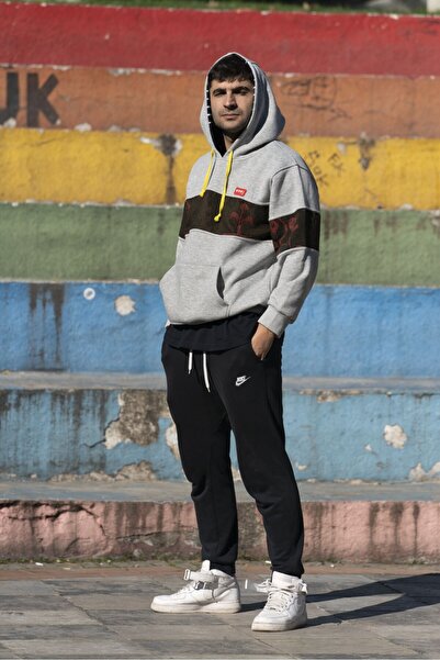 Nani Collection Nani | Gri Melanj Garnili Desen Oversize Sweatshirt(L)