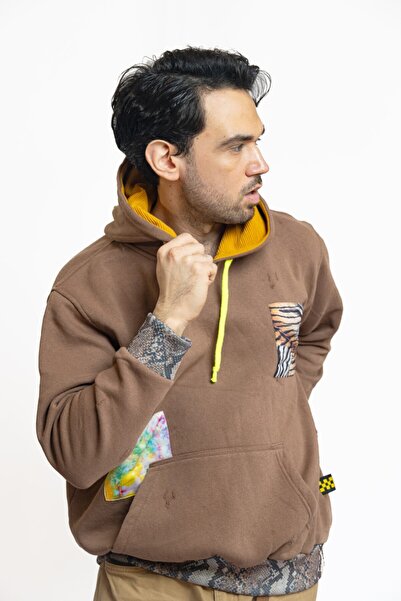 Nani Collection Kahverengi Leopar Desen Oversize Unisex Sweatshirt